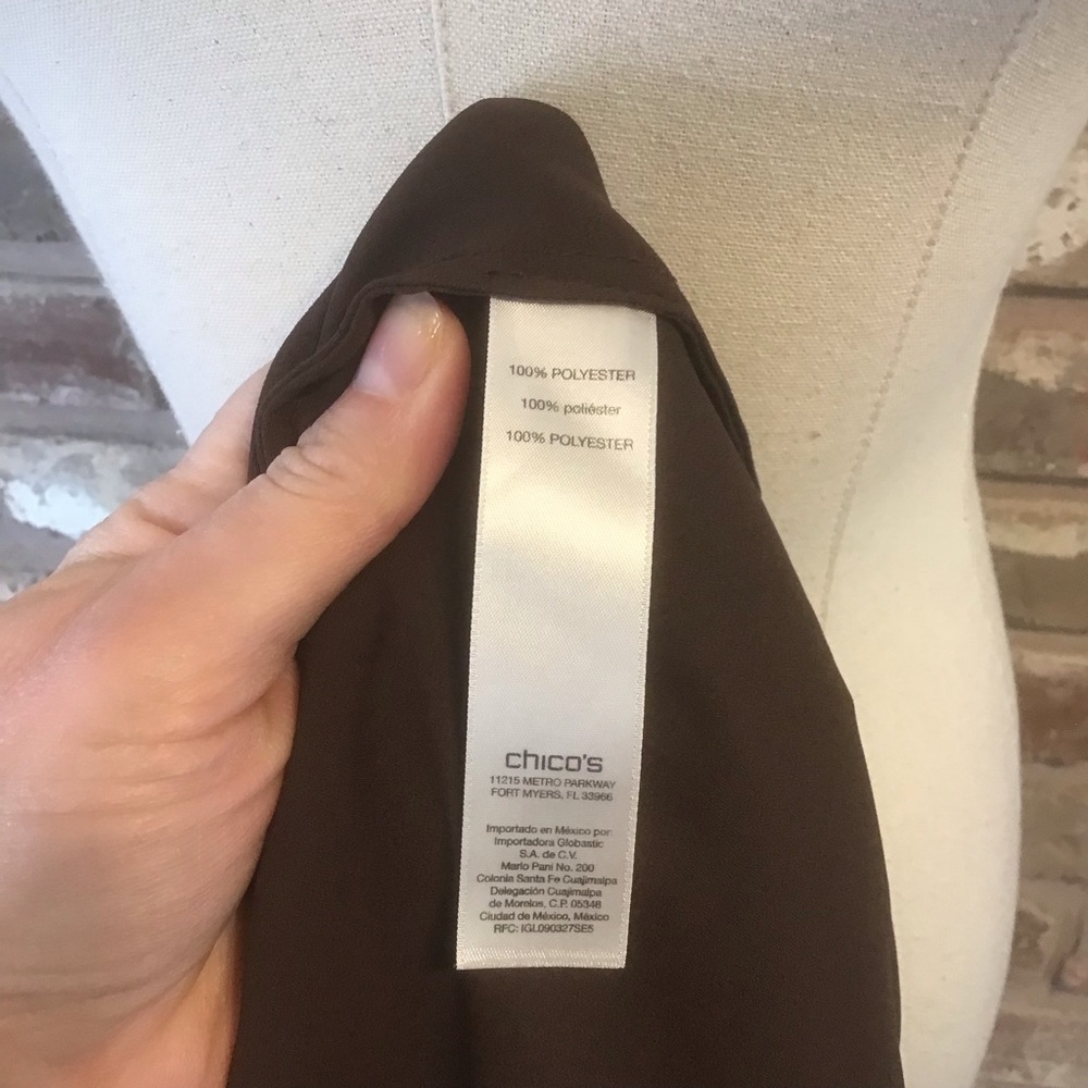 Chico’s Brown V-Neck Button Down Cold Shoulder Lo… - image 5